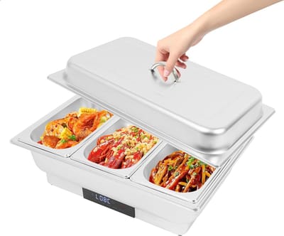 Elektrische Warmhoudbak - Voedselverwarmer Buffet - Horeca Catering - Digitaal Temperatuurdisplay - 9 Liter Capaciteit - Zilver