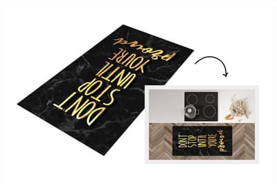 Keukenloper - Loper keuken - Spreuken - Motivatie - Goud - Zwart - 120x60 cm - Keukenloper vinyl