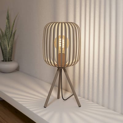 EGLO Tafellamp Romazzina, beige, hoogte 44 cm, metaal, E27
