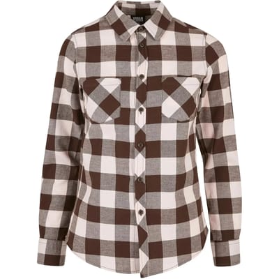 Urban Classics - Turnup Checked Flanell Blouse - XS - Bruin