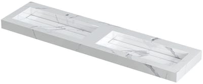 Ink Pitch dubbele meubelwastafel 180x45cm keramische slab - 2 kraangaten - Statuario