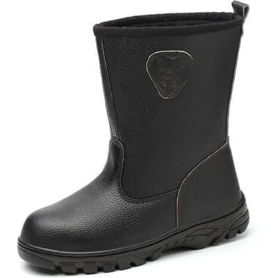 Arbeidsverzekeringslaarzen, Stalen neus Anti-verpletterend en Prikbestendig Hoge top Thermisch Lasser Olieveld Bouwplaats Werkschoenen 46 black