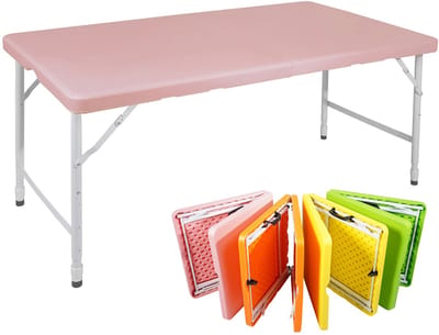 BLACKCOLORS - Klaptafel - 125 cm - Robuust & Draagbaar - Met Handvat - Hoogteverstelbaar - Multifunctioneel (Kamperen/Picknick/Feesten) - Binnen/Buiten - Draagvermogen 135 kg - Roze