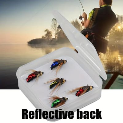 Lot de 5 appâts de pêche artificiels avec hameçon barbelé pour carpe, perche, insecte, leurre bionique 5pcs gray