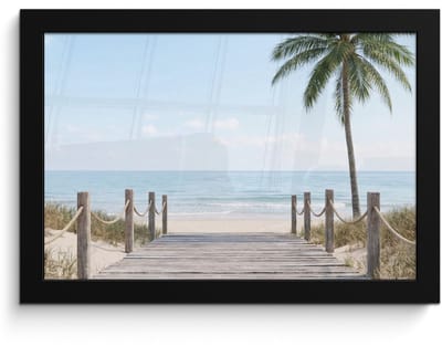 Poster in lijst - Fotolijst 30x20 cm - Posters - Palmbomen - Pad - Horizon - Posterlijst zwart - Decoratie - Wanddecoratie woonkamer - Muurdecoratie slaapkamer