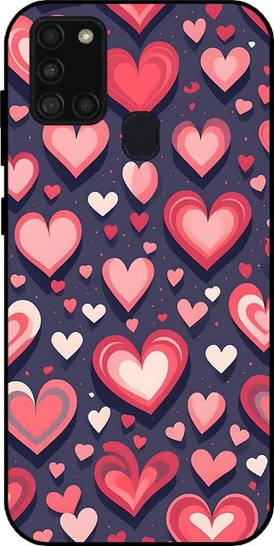Smartphonica Telefoonhoesje Geschikt voor Samsung Galaxy A21s met Hartjes Opdruk - TPU Backcover Case With Heart Design geschikt voor Samsung Galaxy A21s