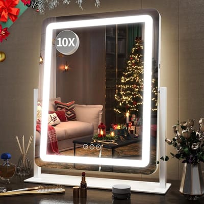 Grote Make-up Spiegel met LED Verlichting en Touchscreen - 56x45.7 cm - Dimbaar & Inclusief 5x Vergrootspiegel