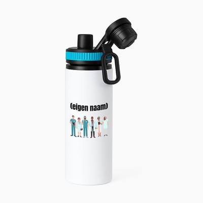 Hacebo® - doktoren team met eigen naam waterfles met draaidop blauw - Dokter - iemand die dokter is - ziekenhuis - zuster - verjaardag - cadeau - kado - water fles - 850ML