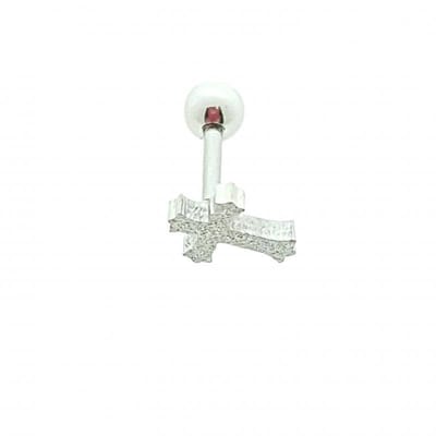 Aramat Jewels | Piercings | Stijlvolle Helixpiercing met Kruis - Zilverkleurig | | | |6mm | Staal | Volwassenen | Verkleurd niet