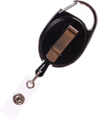 Fako Bijoux - Uittrekbare Sleutelhanger Met Koord & Clip - Rolspeld - Yoyo - Jojo - Skipashouder - Nylon - 36x56mm - Zwart