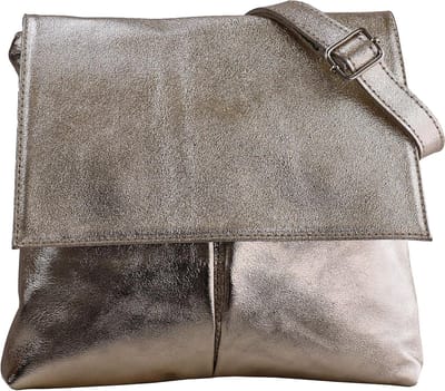 Schoudertas Dames - Crossbody tas - Dagelijks gebruik - Echt leer - 26x25 cm - Brons metallic