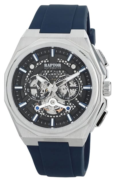 Raptor Herenhorloge siliconen met siliconenarmband, AUTOMATIK, datum- en weekdagweergave