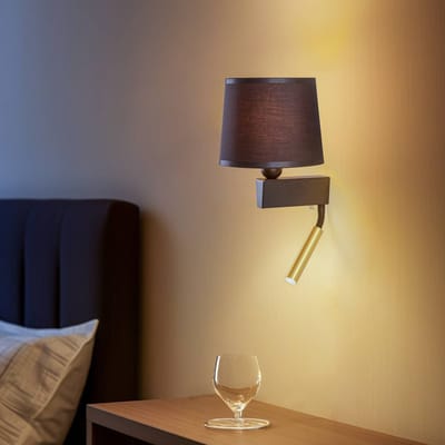 Nowodvorski Lighting Wandlamp Chillin met leeslampje, zwart/goud