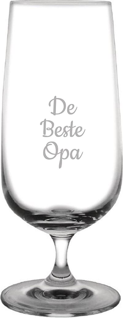 Gegraveerde bierglas op voet 41cl De Beste Opa