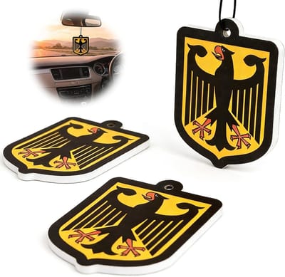 Geurbomen voor auto - 3 stuks geurhangers met Duitse vlag ontwerp - sandelhout, watermeloen en perzik geur voor achteruitkijkspiegel, badkamer en garage als luchtverfrisser