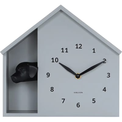 Karlsson Wandklok Peeking Doggy - Grijs - 24.9x24.9x27cm - Wandklok Modern