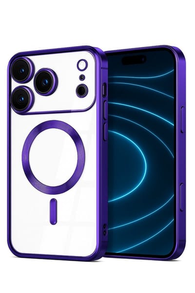 Telefoonhoesje Geschikt voor iPhone 17 Pro – Siliconen Hoes met Chroom – Compatibel met MagSafe – Geïntegreerde Camerabescherming – Paars – FuturiQ