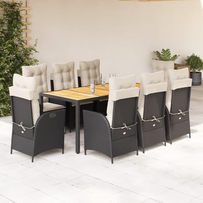 vidaXL - 9-delige - Tuinset - poly - rattan - zwart
