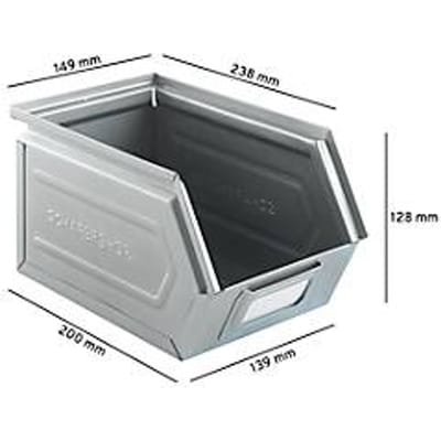 Schäfer Shop Select magazijnbak, staal, L 238 x B 149 x H 128 mm, 3,5 l, 8 kg, elektrolytisch verzinkt