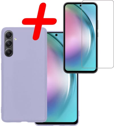 Hoesje Met Screenprotector - Geschikt voor Samsung Galaxy A54 - Sterk & Shockproof - Back Cover - Siliconen Case - Telefoon Hoes - Lila