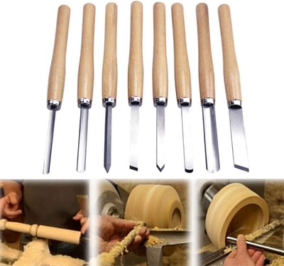 Multifunctionele HSS Houtdraaigereedschap Set van 8 Stukken, Roestvrije Beitel voor Houtbewerking, Ideaal voor Beginners en Hobbyisten