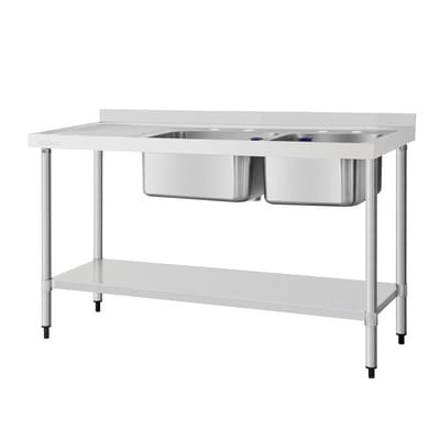 Vogue Dubbele Spoeltafel Spoelbak Links - Vogue DY825 - Horeca & Professioneel - Horeca & Professioneel