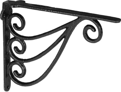 plankdrager set van 2 - 23,5x4x18 cm - gietijzer - antiek design - zwart