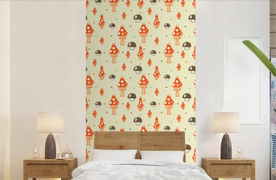 Behang - Fotobehang Patronen - Paddestoel - Oranje - Breedte 120 cm x hoogte 240 cm