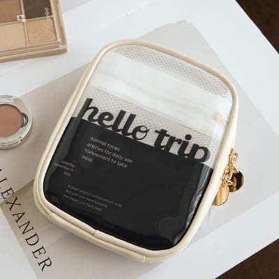 Mini Transparante Reis Make-up Organizer Tas Klein Schattig Preppy Make-up Tas Cosmetische Rits Toilettas Opbergclutch Muntzakje voor Vrouwen 15x12x4cm