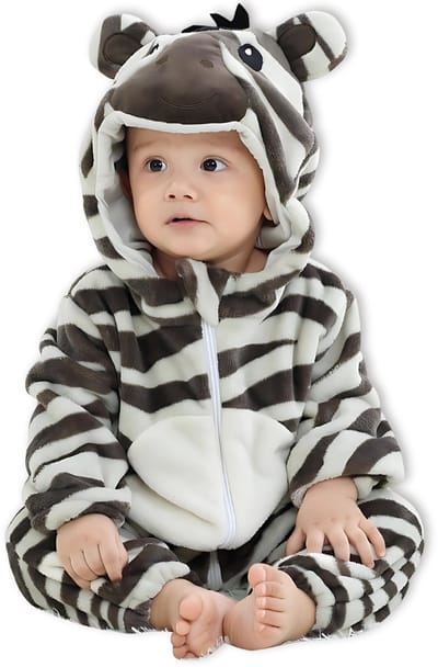 BoefieBoef Dieren Kleuter Onesie Peuter Pyjama Kinderen 2 tot 4 jaar – Verkleedkleding met Luierrits – Carnaval Dierenpak - Halloween en Kraamcadeau - Zacht Flanel - Baby Romper - Boxpak - Jongens - Meisjes - Kruippak - Zebra