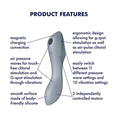 Satisfyer, drukgolfvibrator, Curvy Trinity 3, 17,5 cm, 3 motoren, veelzijdig, drukgolven en trillingen