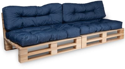 Bananair - Palletkussens 2x Set - Tuinkussens voor Palletbank - 2x Zitkussen 120x80x15 cm & 2x Rugkussen 120x40x15 cm - Blauw