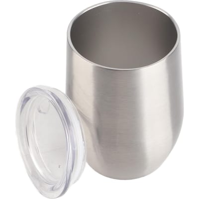 12oz Roestvrijstalen Wijnglazen zonder Steel met Deksel Rieten Gat Dubbelwandige Vacuüm Reisbekers