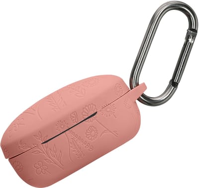 kwmobile case voor draadloze oordopjes geschikt voor Anker Soundcore Life P2 mini hoes - Siliconen beschermhoes - Gestanst patroon design in donkerroze