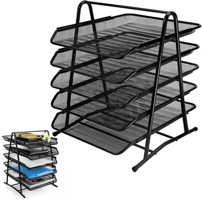 Papierlade-Organizer Met 5 Lagen - Bureau Organizer - Metaalgaas Maporganizer - Opbergbak Voor Brieven