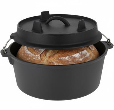 Lomera Dutch Oven Pan - Gietijzeren Pan - Veelzijdig Koken - Geschikt Voor Oven - Geschikt Voor Barbecue - Geschikt Voor Open Vuur - Bakken En Braden - Stoven En Frituren - Deksel Met Opstaande Rand - Gebruik Als Oven - Ø25 Cm