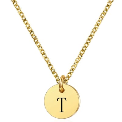 Marama - ketting letter T - RVS-Gold Plated - dames - cadeau - goud - ronde hanger - collier - luxe geschenkverpakking