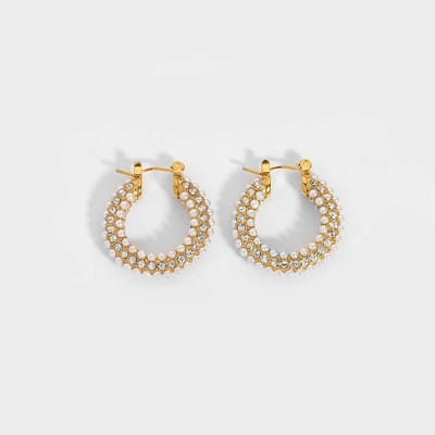 Gouden Hoepeloorbellen met Parel – Klassieke Stijl | Twinolo