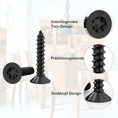 Famanu – RVS houtschroeven M3 x 12 mm met verzonken kop en torx-aandrijving, volledige schroefdraad, inclusief bit (50 stuks)