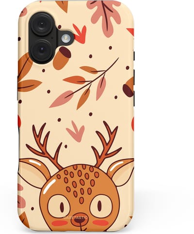 Casetastic hoesje geschikt voor Apple iPhone 16 - MagSafe - Dubbellaagse bescherming - Hert in de herfst - Fashion Case - Zand Terracotta Rood