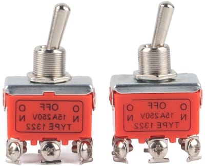 2 Stuks DC Motor Schakelaar voor Vooruit en Achteruit, 6-Pins Rocker Schakelaar 250V 15A voor Elektrische Motoren, Ideaal voor Hobbyprojecten en Automatisering