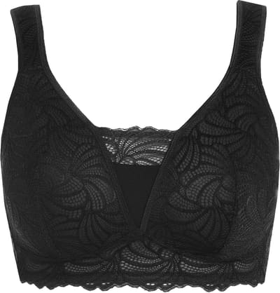Ulla Popken - Dames - Bralette kant zonder beugel - Zwart - Maat 90B