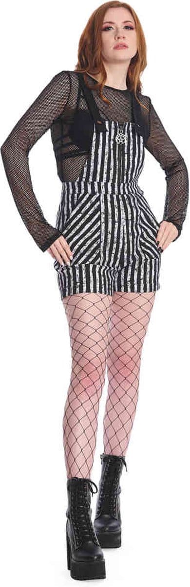 Banned - Spooky Nightwalks Playsuit - XL - Zwart/Wit