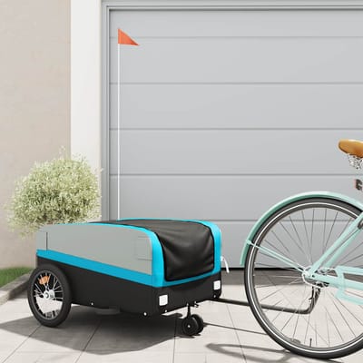 vidaXL - Fietstrailer - 45 - kg - ijzer - zwart - en - blauw