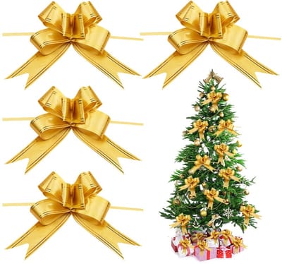 20 stuks, groot, kerststrik, strik, cadeau, voor geschenkverpakkingen, kerstdecoratie, bruiloft, auto (goud)