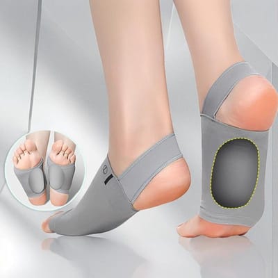 1 paire de semelles de soutien de la voûte plantaire en silicone, semelles de correction du pied plat, conception de sangle non pliable, massage des pieds grise