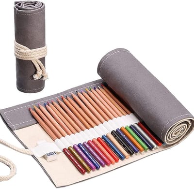 Praktische Canvas Pennenrol met 72 Gaten - Draagbare Etui voor Potloden en Pennen, Ideaal voor Kunstenaars, School en Kantoor