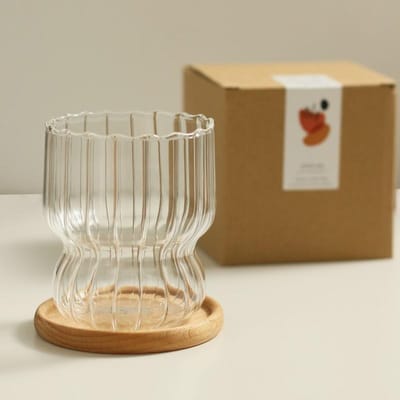 Ins Hittebestendig Huishouden Meisjes Fruit Thee Citroen Waterbeker Strik Glazen Beker Prinses Stijl Koffiekopjes Accessoires 1PCS beige