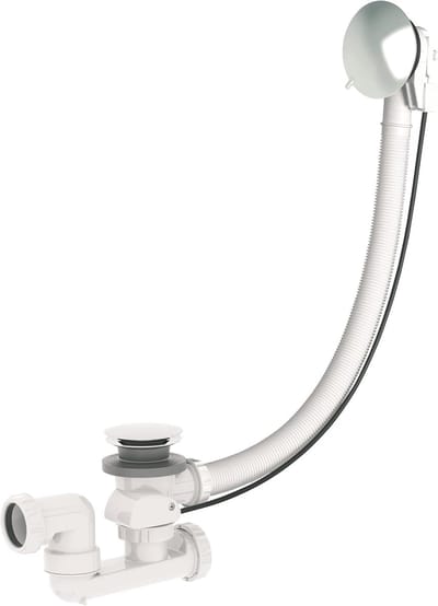 Automatische Badstop - Badplug Badkuip - Voorkom Lekken - Verchroomde Afvoer - 65cm Kabel - Zilverkleurig