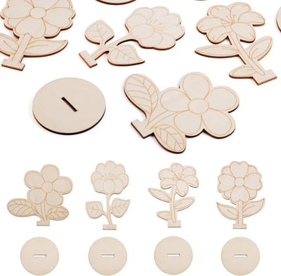 20 Stuks Onvoltooide Houten Bloem Uitsparingen voor DIY Decoraties en Handgemaakte Projecten - Overschilderbaar en Perfect voor Creatieve Crafting